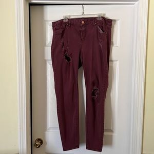 Burgundy Holey Jeans